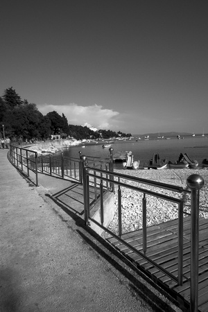 Walking near beautiful fenceの写真素材
