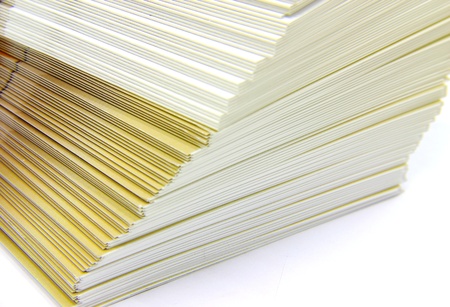 Isolated on white advertisement paper brochures.の写真素材