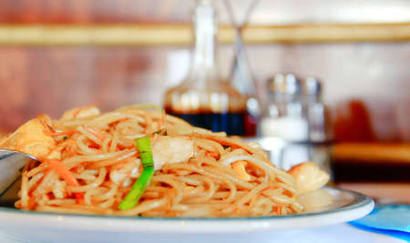 Pasta in restaurant の写真素材