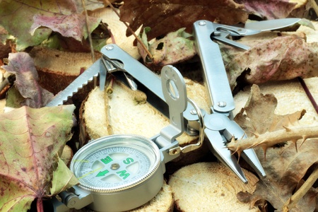 Survival kit in natural background の写真素材