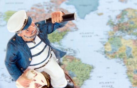 Sailor on the map の写真素材