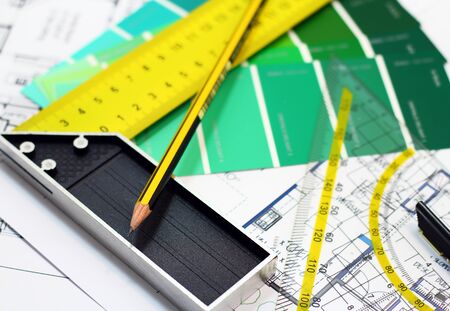 Painting and rebuilding a home の写真素材