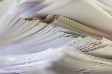 Pile of documents, files, unsolved work, papers.の写真素材