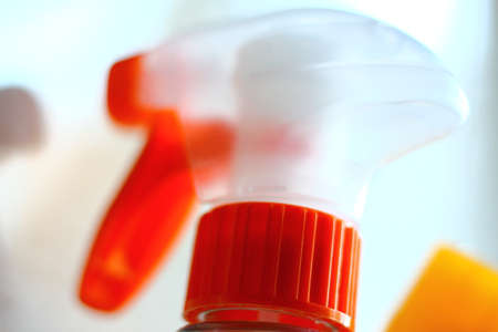 Close up of a container, spray bottle. Macro.の写真素材