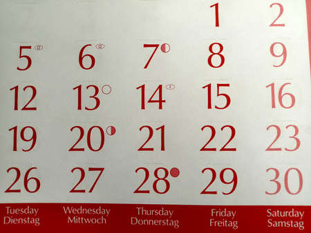 Close up of calendar on the wall.の写真素材