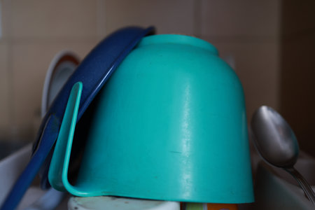 Dishwashing utensils in the kitchen. Selective focus.の写真素材