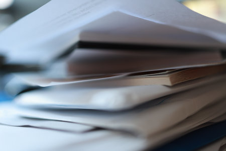 Close up of a stack of books, shallow depth of field.