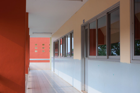 Long corridor on the sixth floor universities のeditorial素材