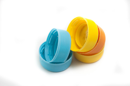 Colorful plastic bottle screw caps used to seal plastic bottles