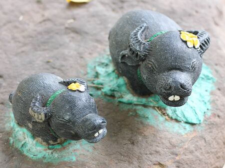 small statue of a buffaloの写真素材