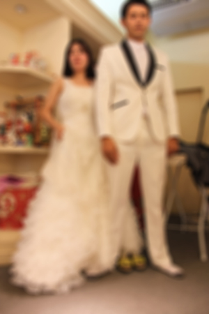 Bride and groom blurredの写真素材