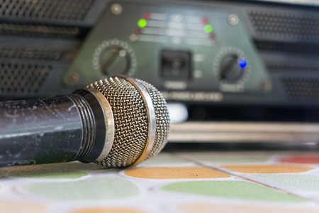 microphone for concept about entertainment or mass communicationの写真素材