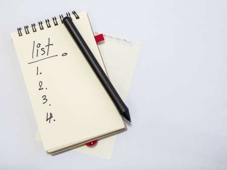 Note that 1-4 list on white background.の写真素材