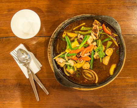 Seafood Curry powder on the dining tableの写真素材