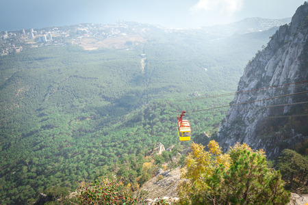 Cableway to ?i-Petri in Yalta Crimeaの写真素材