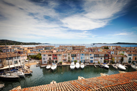 Panoramic view of Port Grimaud in Franceの写真素材