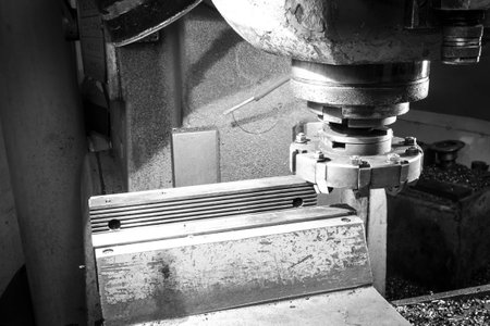 Spindle with a disc cutter vertical milling machineの写真素材