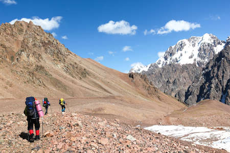 Climbing to the peak Talgar in Kazakhstanの写真素材