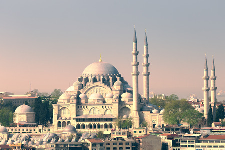 View of the Suleymaniye Mosque from Galata Towerの写真素材