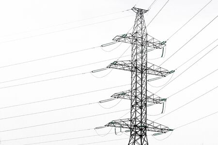 Metal construction of highvoltage power line poleの写真素材