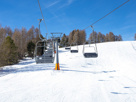 Chair lift at a ski resortの写真素材
