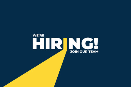 Weâre Hiring Creative Banner Design. Spotlight on Job Vacancies. Professional Blue and Yellow Vacancy Announcement Banner Design. Job Recruitment Poster Design. Hiring creative ad.のイラスト素材