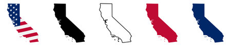 California map icon set, California map isolated on transparent background, vector illustrationのイラスト素材