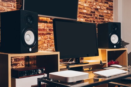 digital home entertainment & sound studio in modern lifestyle, audio & visual technologyの写真素材