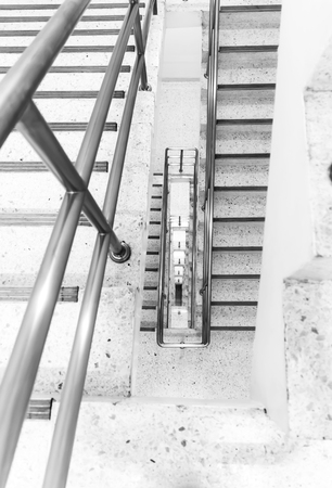 spiral staircase, black and white photo for architecture backgroundの写真素材