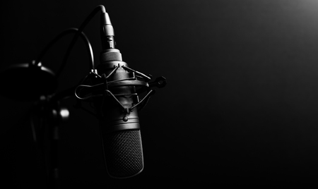 studio condenser microphone, copy space on rightの写真素材