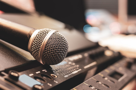 microphone on studio equipment. recording conceptの写真素材