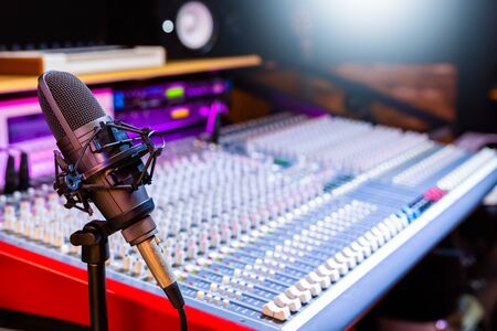 condenser microphone in broadcasting, recording studioの写真素材