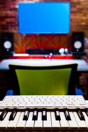 Midi keyboard in recording studio. musicの写真素材