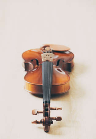 classical violin on wooden floor. music backgroundの写真素材