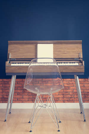 vintage organ in modern loft style living roomの写真素材
