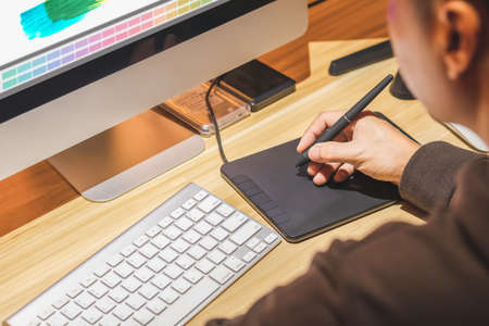 Graphic designer at work