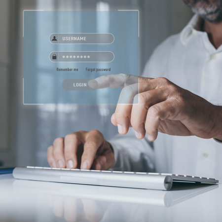 User online authentication access. Data protection, identification concept. Security of accounts.の写真素材