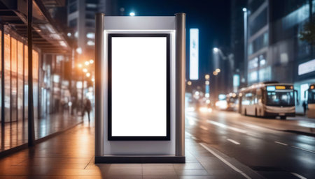 Vertical blank advertising billboard in public space area White large video promotion screen outdoorの素材