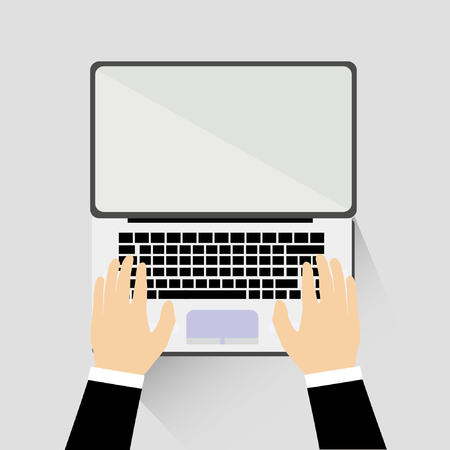 Workplace with computer flat design.のイラスト素材
