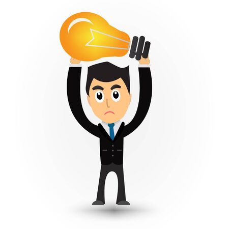 Businessman cartoon raise lamp light.のイラスト素材
