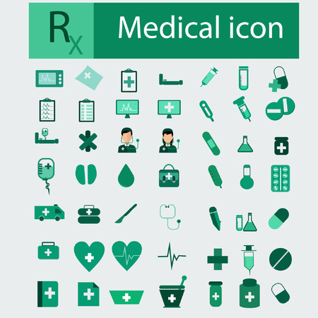 Medical icons green color.のイラスト素材