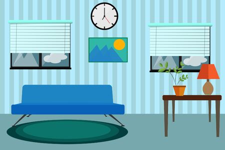 Interior of a living room sofa and lamp light.のイラスト素材