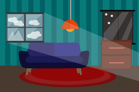 Living room with big television and speaker.のイラスト素材