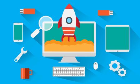 flat design technology vector objects.のイラスト素材