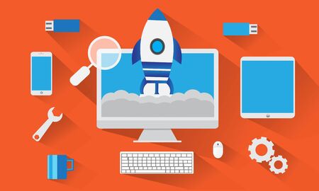 flat design technology vector objects.のイラスト素材