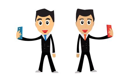 Two human business man is selfie.のイラスト素材