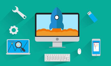 flat design technology vector object.のイラスト素材