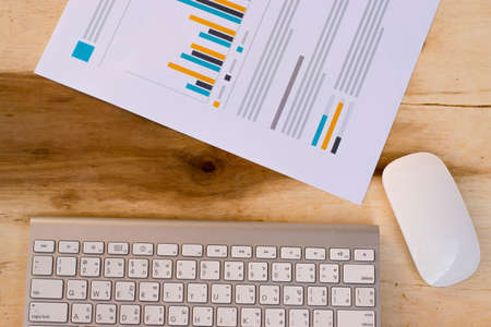 Work space template office concept on wood background.