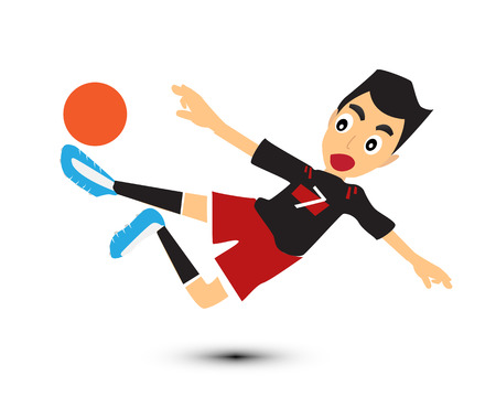 cartoon man play soccer vector.のイラスト素材