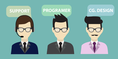 Employee for information system flat design vector.のイラスト素材